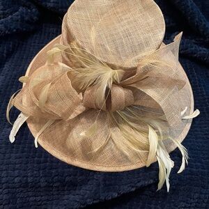 Elegant Tan Feathered Women's Hat